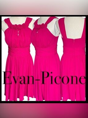 Evan Picone Fuchsia Pink Sleeveless Rosette Fit and Flare Dress (6)